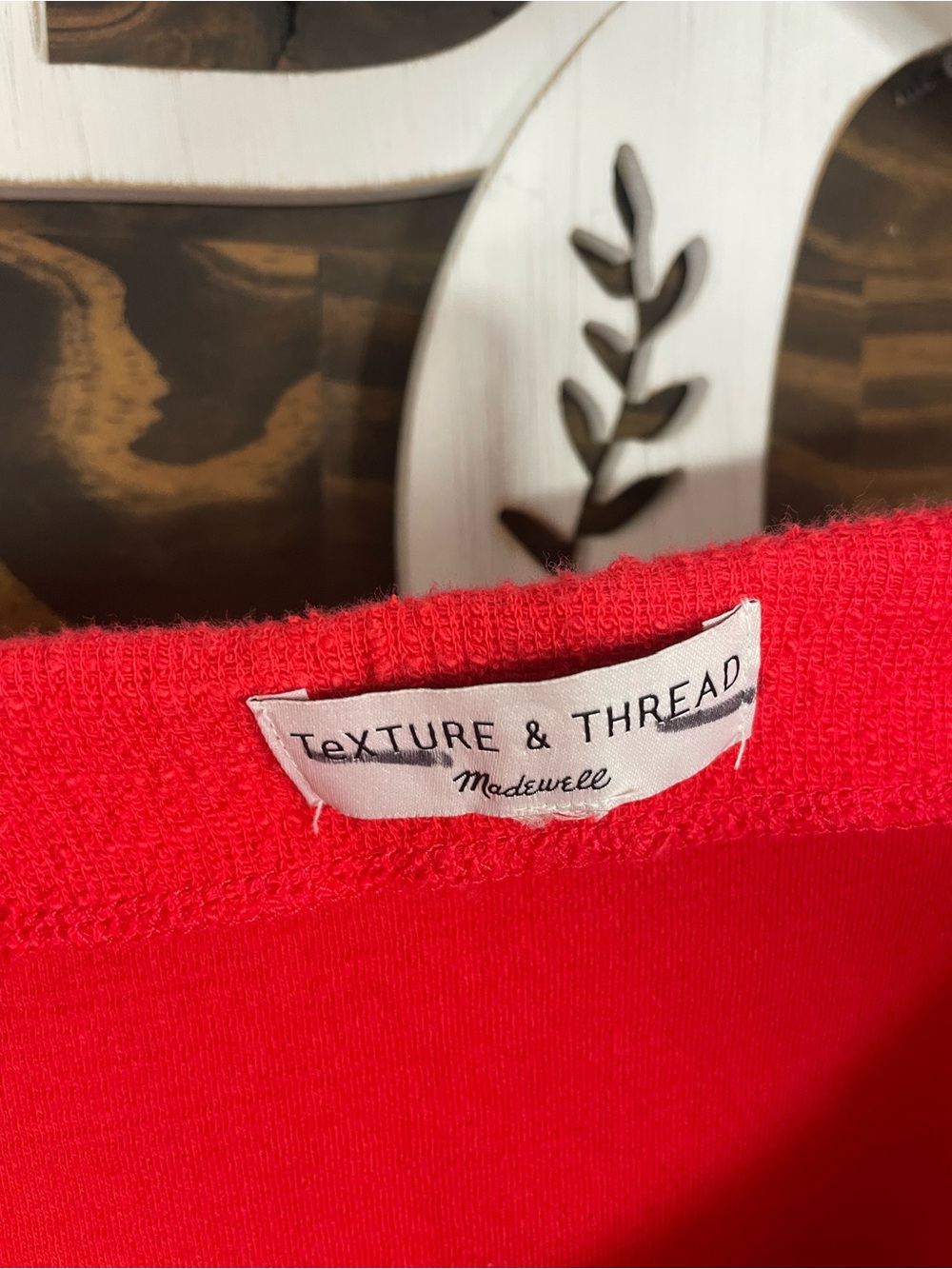 Madewell | Texture & Thread Tweed Button Down Cotton Blouse Heirloom Rose Red - Picture 9 of 9